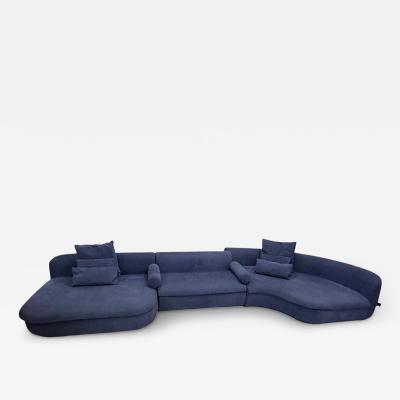  B B Italia Three Piece Piaf Sectional Sofa Made in Italy by Baxter Dark Blue Leather