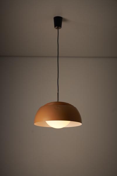  B L Leuchten Modern Orange Metal and Opal Glass Pendant