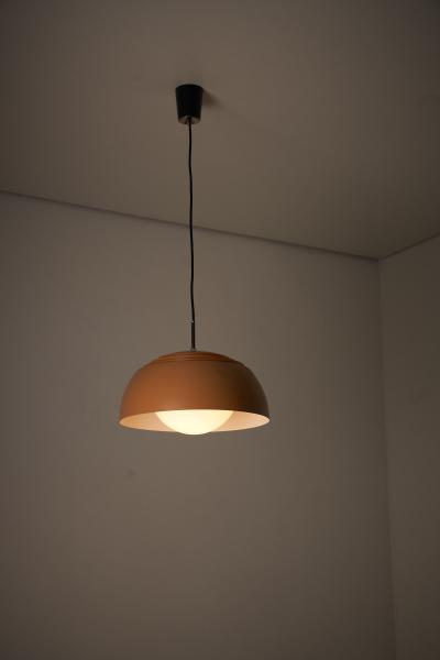  B L Leuchten Modern Orange Metal and Opal Glass Pendant