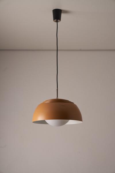  B L Leuchten Modern Orange Metal and Opal Glass Pendant