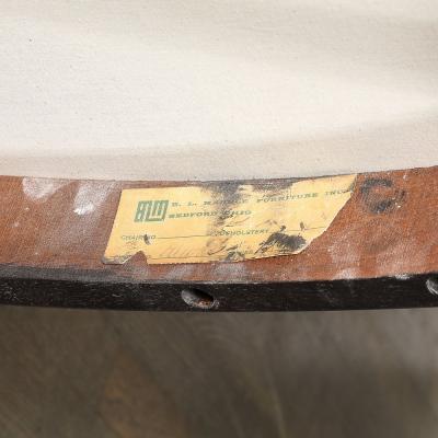  B L Marble Chair Co Mid Century Biscuit Tufted Club Chairs in Holly Hunt Fabric Ebonized Supports