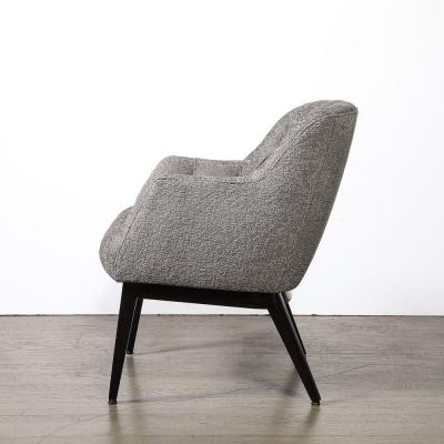  B L Marble Chair Co Mid Century Biscuit Tufted Club Chairs in Holly Hunt Fabric Ebonized Supports