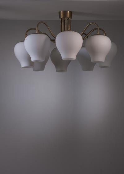  B hlmarks AB Bohlmarks Bohlmarks chandelier in brass with 8 opaline glass shades