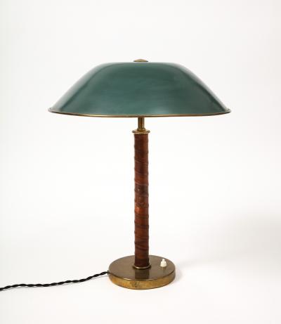  B hlmarks AB Bohlmarks Leather Brass and Lacquer Swedish Grace Table Lamp Bohlmarks Sweden