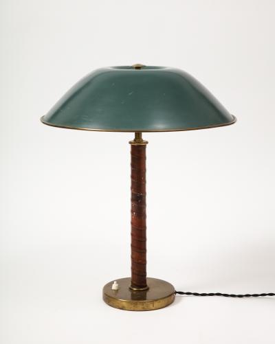  B hlmarks AB Bohlmarks Leather Brass and Lacquer Swedish Grace Table Lamp Bohlmarks Sweden