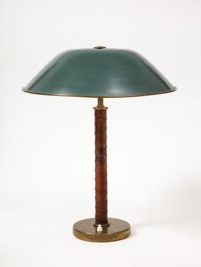  B hlmarks AB Bohlmarks Leather Brass and Lacquer Swedish Grace Table Lamp Bohlmarks Sweden