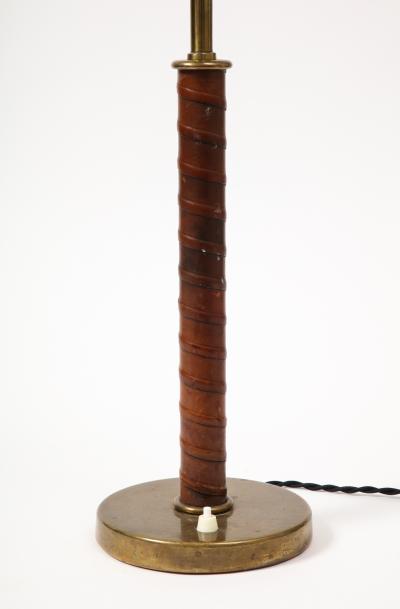  B hlmarks AB Bohlmarks Leather Brass and Lacquer Swedish Grace Table Lamp Bohlmarks Sweden