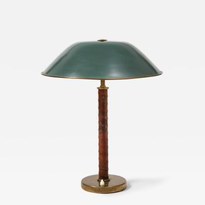  B hlmarks AB Bohlmarks Leather Brass and Lacquer Swedish Grace Table Lamp Bohlmarks Sweden