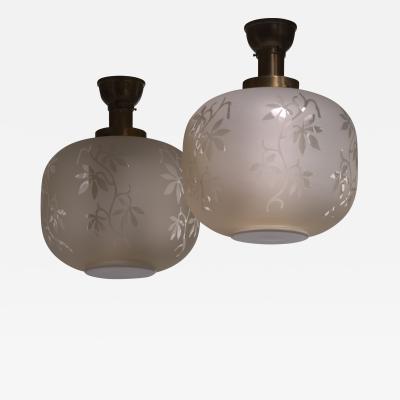  B hlmarks AB Bohlmarks Pair of B hlmarks glass ceiling lamps