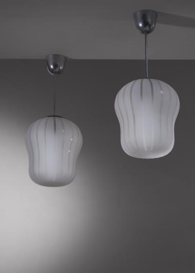  B hlmarks AB Bohlmarks Pair of B hlmarks striped glass pendants