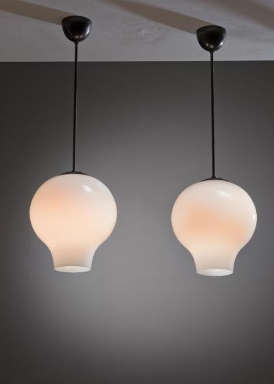 B hlmarks AB Bohlmarks Pair of opaline glass pendant lamps