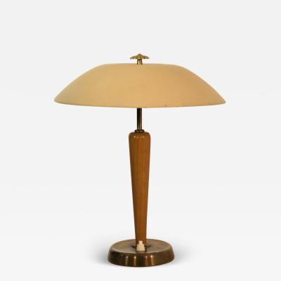  B hlmarks AB Bohlmarks Rare Swedish Grace Period Brass and Oakwood Table Lamp by B hlmarks late 1920 s