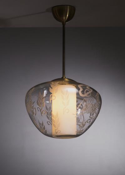  B hlmarks AB Bohlmarks Scandinavian Modern etched glass pendant