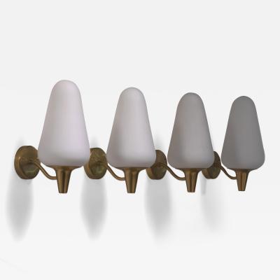  B hlmarks AB Bohlmarks Set of 4 brass and glass Bohlmarks wall lamps