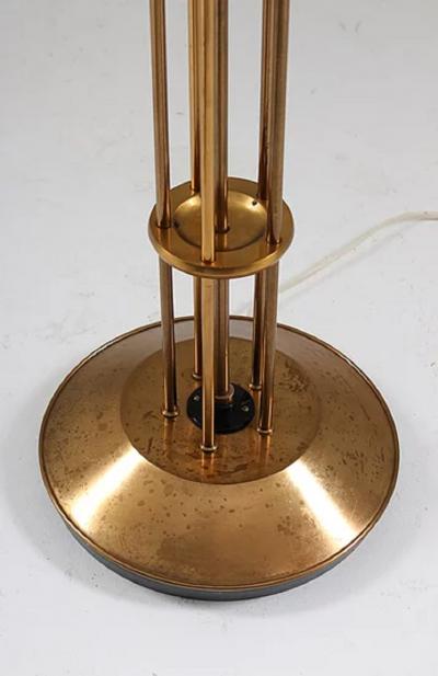  B hlmarks AB Bohlmarks Swedish Floor Lamp in Brass and Opaline Glass by B hlmarks 1950s