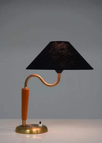  B hlmarks AB Bohlmarks Swedish Midcentury Table Lamp in Brass by B hlmarks