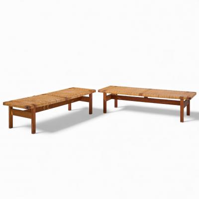  B rge Mogensen Borge Mogensen B rge Mogensen 5272 for Fredericia Danish Teak and Rattan Benches Pair