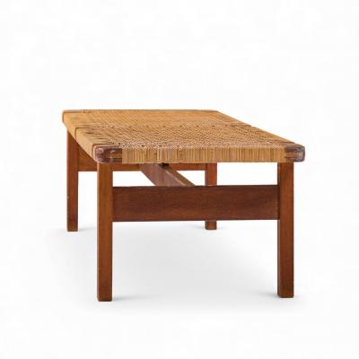  B rge Mogensen Borge Mogensen B rge Mogensen 5272 for Fredericia Danish Teak and Rattan Benches Pair