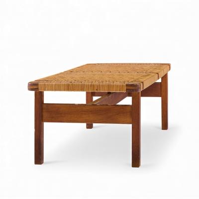  B rge Mogensen Borge Mogensen B rge Mogensen 5272 for Fredericia Danish Teak and Rattan Benches Pair