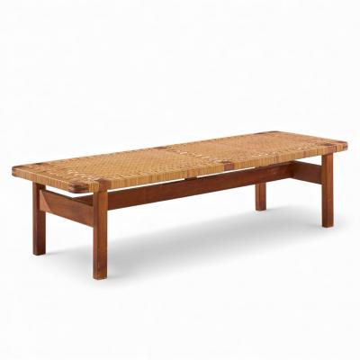  B rge Mogensen Borge Mogensen B rge Mogensen 5272 for Fredericia Danish Teak and Rattan Benches Pair