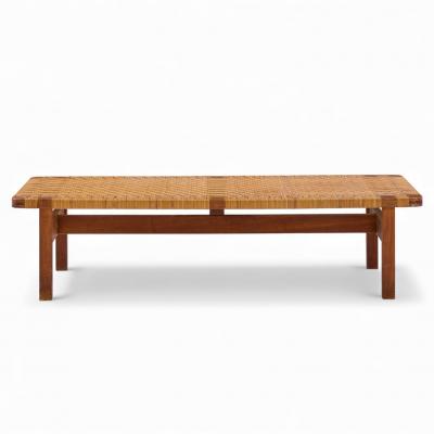  B rge Mogensen Borge Mogensen B rge Mogensen 5272 for Fredericia Danish Teak and Rattan Benches Pair
