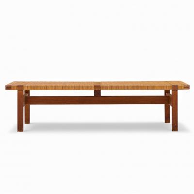  B rge Mogensen Borge Mogensen B rge Mogensen 5272 for Fredericia Danish Teak and Rattan Benches Pair