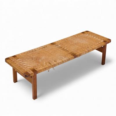  B rge Mogensen Borge Mogensen B rge Mogensen 5272 for Fredericia Danish Teak and Rattan Benches Pair