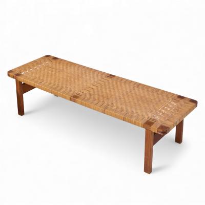  B rge Mogensen Borge Mogensen B rge Mogensen 5272 for Fredericia Danish Teak and Rattan Benches Pair