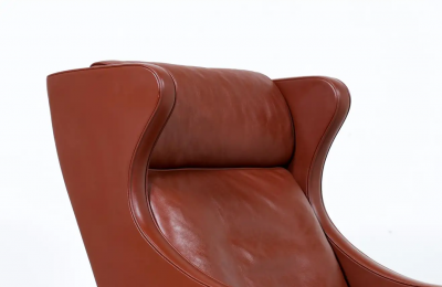  B rge Mogensen Borge Mogensen B rge Mogensen Model 2204 Cognac Leather Wing Chair for Fredericia Stolefabrik