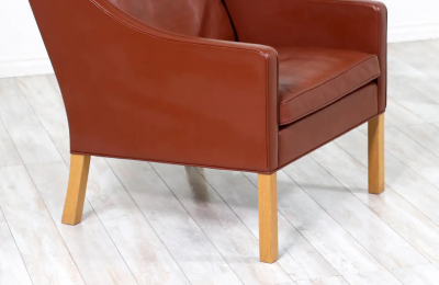  B rge Mogensen Borge Mogensen B rge Mogensen Model 2204 Cognac Leather Wing Chair for Fredericia Stolefabrik