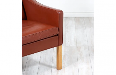  B rge Mogensen Borge Mogensen B rge Mogensen Model 2204 Cognac Leather Wing Chair for Fredericia Stolefabrik