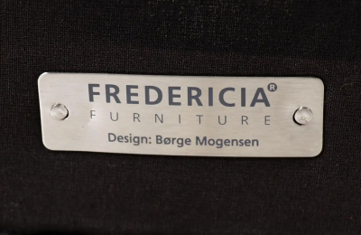  B rge Mogensen Borge Mogensen B rge Mogensen Model 2204 Cognac Leather Wing Chair for Fredericia Stolefabrik