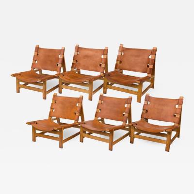  B rge Mogensen Borge Mogensen B rge Mogensen Oak and Leather Lounge Chairs Denmark 1960s