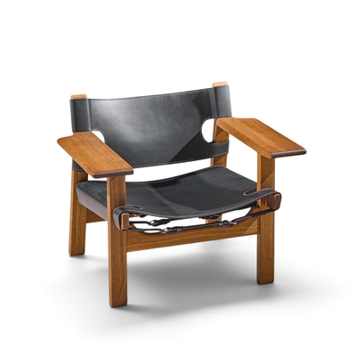  B rge Mogensen Borge Mogensen B rge Mogensen for Fredericia Mid Century Oak and Leather Spanish Chairs Pair