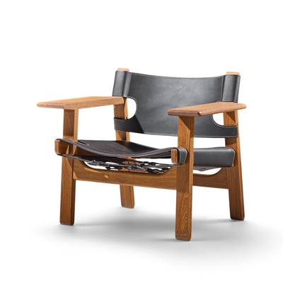  B rge Mogensen Borge Mogensen B rge Mogensen for Fredericia Mid Century Oak and Leather Spanish Chairs Pair