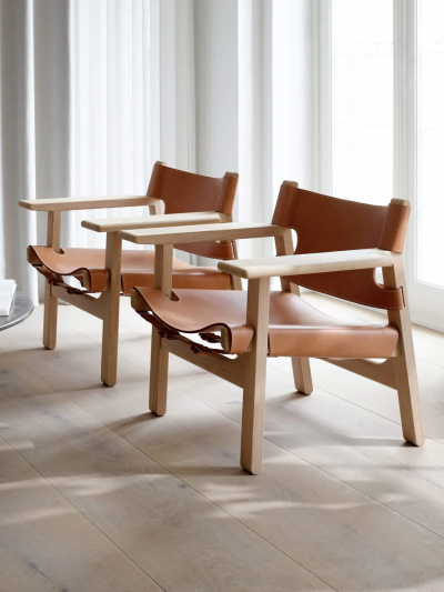  B rge Mogensen Borge Mogensen BORGE MOGENSEN SPANISH CHAIR IN NATURAL LEATHER AND OAK