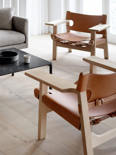  B rge Mogensen Borge Mogensen BORGE MOGENSEN SPANISH CHAIR IN NATURAL LEATHER AND OAK
