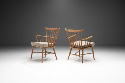  B rge Mogensen Borge Mogensen Beech Slatback Chairs by B rge Mogensen for FDB M bler Denmark 1960s