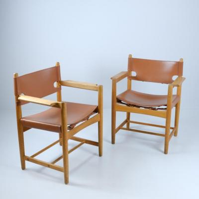  B rge Mogensen Borge Mogensen Borge Mogensen Armchairs 3238 Hunting Chair in Oak Leather Fredericia