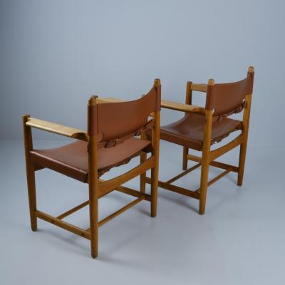  B rge Mogensen Borge Mogensen Borge Mogensen Armchairs 3238 Hunting Chair in Oak Leather Fredericia