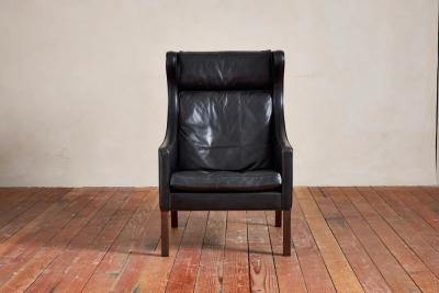  B rge Mogensen Borge Mogensen Borge Mogensen Leather Wingback Armchair with Ottoman