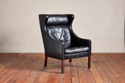  B rge Mogensen Borge Mogensen Borge Mogensen Leather Wingback Armchair with Ottoman