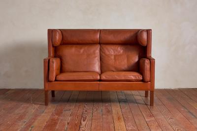  B rge Mogensen Borge Mogensen Borge Mogensen Leather Wingback Settee