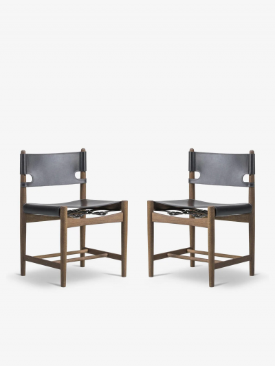  B rge Mogensen Borge Mogensen PAIR OF BORGE MOGENSEN SPANISH DINING CHAIR IN SMOKED OAK WITHOUT ARM
