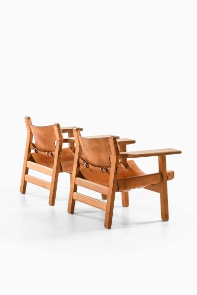  B rge Mogensen Borge Mogensen Pair of Spanish Chairs in Leather Oak by B rge Mogensen 1950s