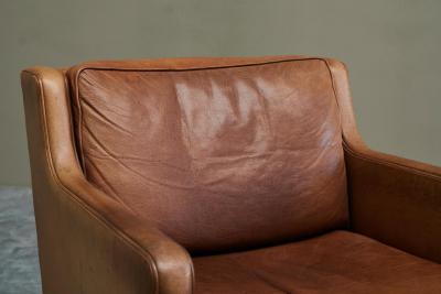  B rge Mogensen Borge Mogensen Scandinavian Lounge Chair in Patinated Cognac Leather 1970s