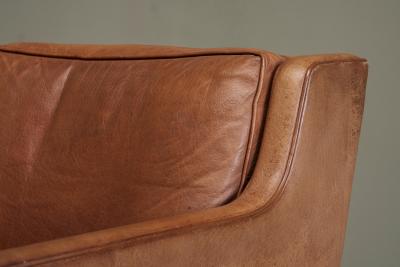  B rge Mogensen Borge Mogensen Scandinavian Lounge Chair in Patinated Cognac Leather 1970s