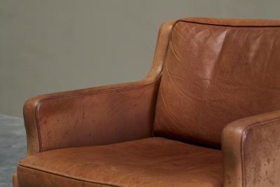  B rge Mogensen Borge Mogensen Scandinavian Lounge Chair in Patinated Cognac Leather 1970s