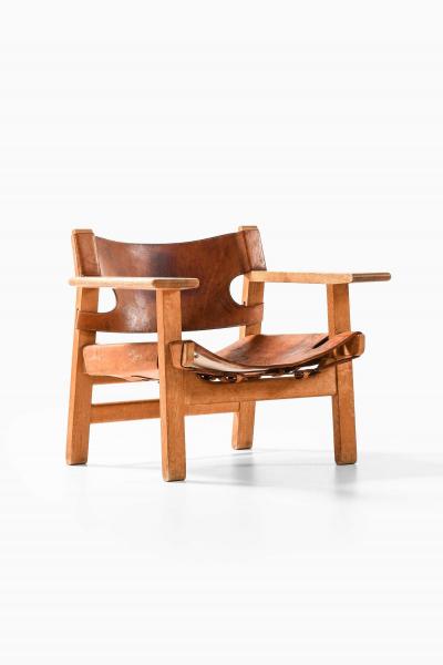  B rge Mogensen Borge Mogensen Spanish Chair in Leather and Oak by B rge Mogensen 1950s