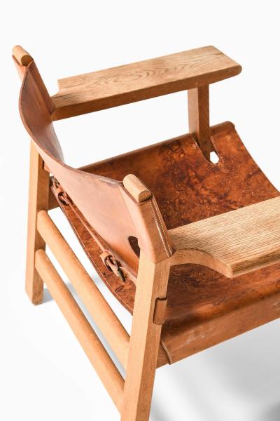  B rge Mogensen Borge Mogensen Spanish Chair in Leather and Oak by B rge Mogensen 1950s